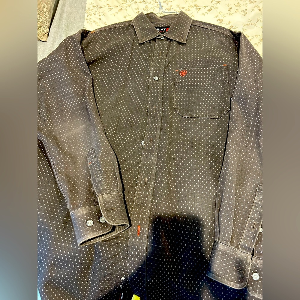 Men’s ARIAT FR CAT 2 2112 Charcoal Grey Work Shirt. XL
